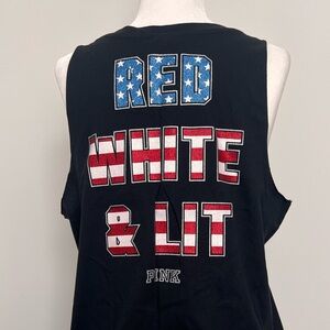 PINK Top with Red, White, and Lit Graphic